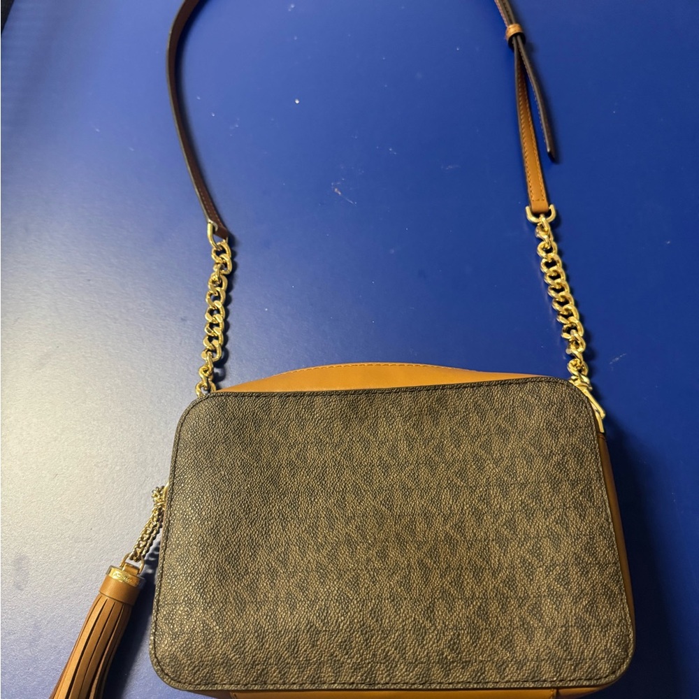 Michael Kors shoulder bag small 8x2x2 brown and tan
